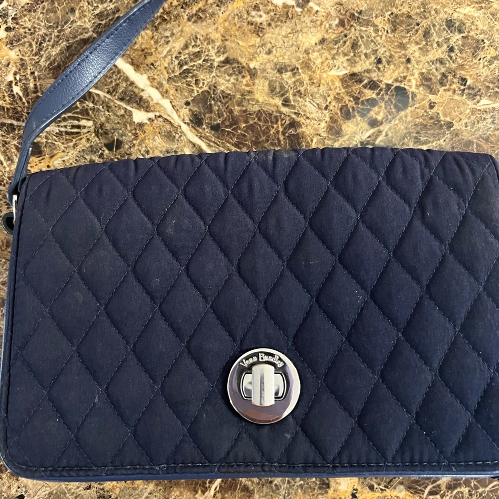 Vera Bradley Quilted Navy Crossbody Bag with Silver Turn-Lock - Picture 7 of 9